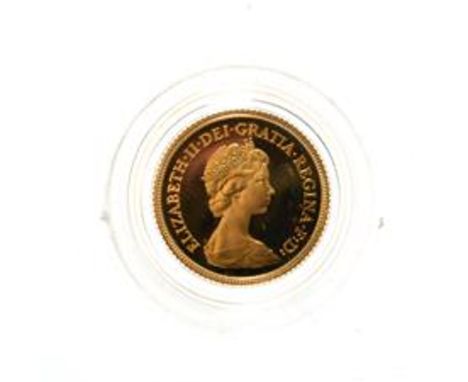Elizabeth II, 1980 Proof Half-Sovereign. Obv: Second portrait of Elizabeth II right, by engraver Arnold Machin. Rev: St. Geor