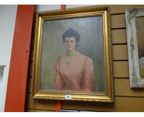 Framed oil on canvas - portrait of a lady, signed CHAUSSEMIER dated 1900