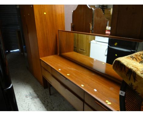 A vintage Austin-suite of London bedroom suite comprising mirrored dressing table &amp; two-door wardrobe with mirror