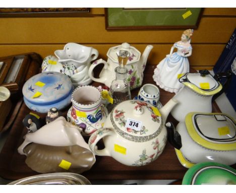 A quantity of mixed pottery & Poole, a Royal Doulton figure, early Carltonware etc