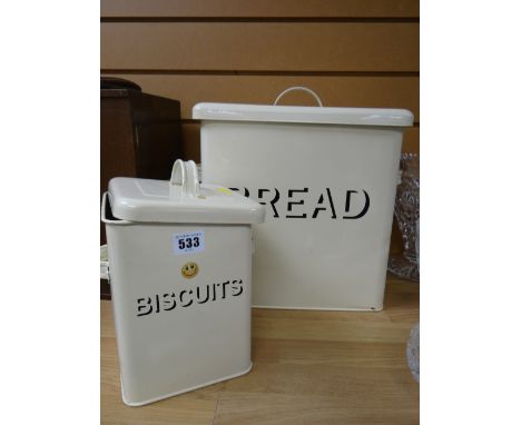 Two modern enamel kitchen containers
