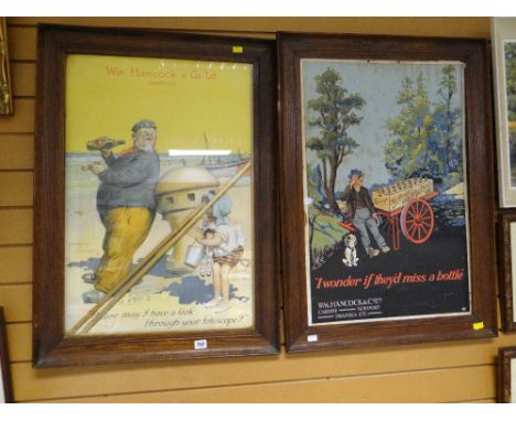 A good early twentieth century oak framed William Hancock & Co humorous brewery advertising print of a sailor with his bottle
