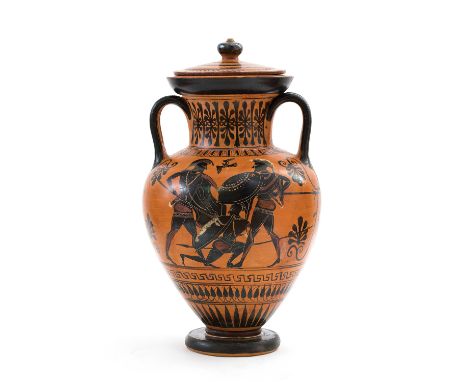 An exceptional black-figure Attic amphora 530 – 500 BC; alt. cm 49; Amphora with a distinctive concave neck, flattened should