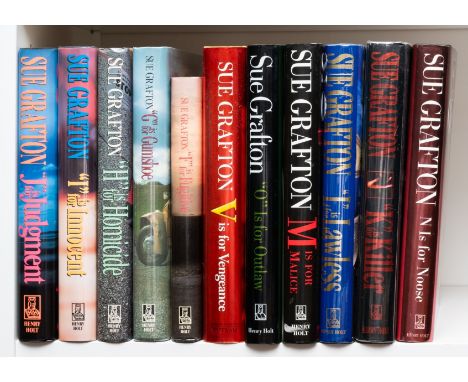 Grafton (Sue) 'F' is for Fugitive, jacket with 'autographed copy' sticker on upper panel, 1989; 'G' is for Gumshoe, signed pr