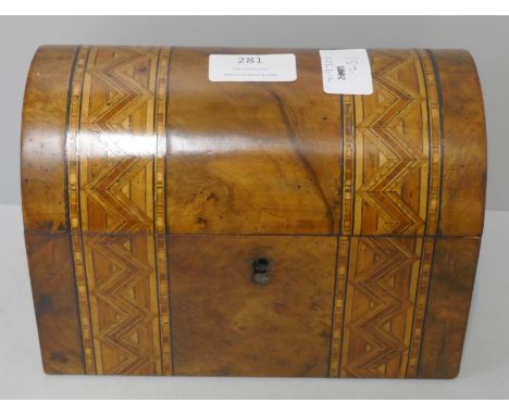 A Victorian marquetry inlaid tea caddy 