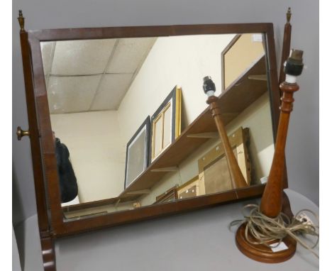 An oak table lamp and a Victorian mahogany toilet mirror 