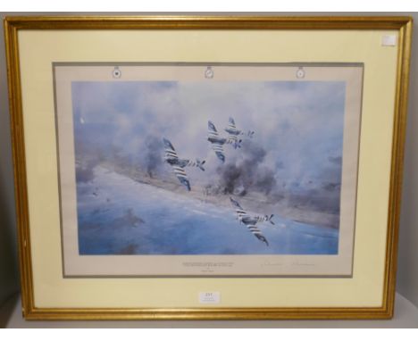 A Robert Taylor aviation print, Eagle Squadron Scramble and Johnnie Johnson Leading 144 Canadian Wing Over The Normandy Beach