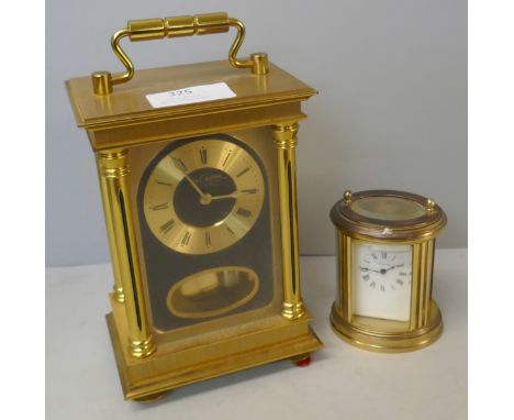 A brass carriage clock marked Du Chateau and one other carriage clock 