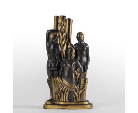 FAUSTO MELOTTI 'Le tre Grazie al bagno' per RICHARD-GINORI SAN CRISTOFORO  circa 1930. Ceramica formata a stampo e decorata a