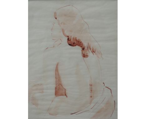 A pen and ink sketch, Isobel Heath, semi-nude study, signed, 11'x9'