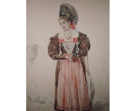 A watercolour, portrait, lady in Spanish costume, 9.5'x7'