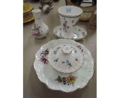 A selection of Spode trinkets in the floral Trapnell pattern and a Hammersley posy vase