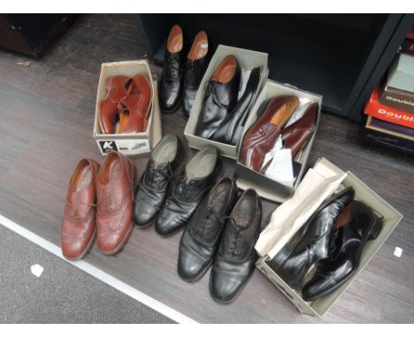 Eight pairs of gents vintage leather shoes including 6 pairs of K shoes and a pair of Lotus etc,  size 10