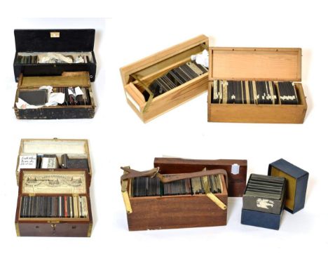 Magic Lantern Slides a large collection of assorted photographic and other glass examples (in eight cases)