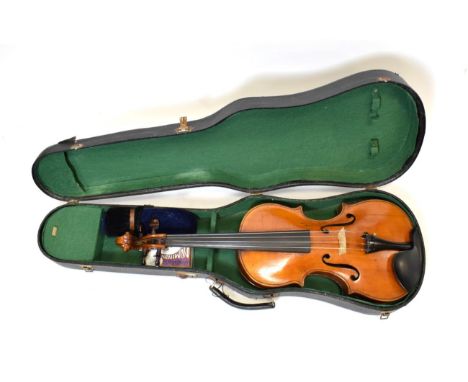 Viola 15 3/8'' one piece back, ebony fingerboard, inside stamped 'J. Stuart Paul Maker, Oldham 1909', cased 