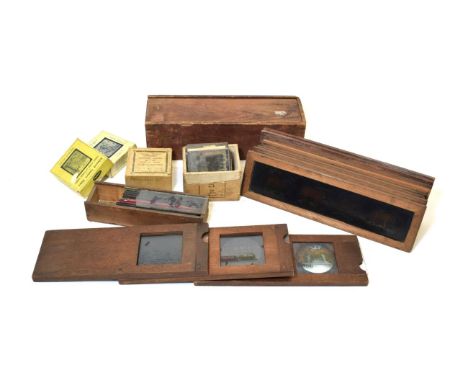 Magic Lantern Slides a collections of 27 examples in long retangular frames; together with a few other examples 