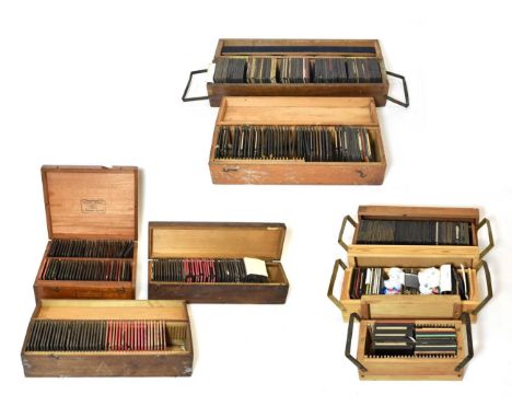 Magic Lantern Slides a large collection of assorted photographic and other glass examples (in eight cases)