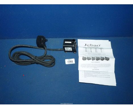 A Jebao model AP355 mains powered submersible Water Pump, 6 watts, 350 litres/hour - max head .45 metre.  N.B.  requires corr
