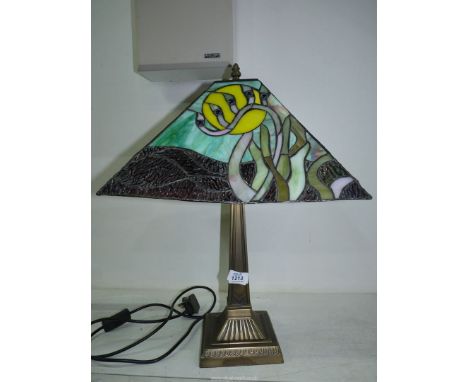 A Tiffany style table lamp, crack to shade, 22'' high approx.