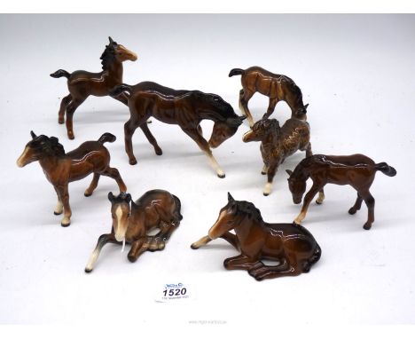 Eight Beswick foals including one Shetland, three being a/f.