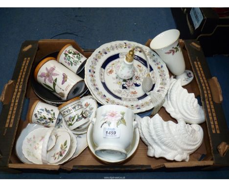 A quantity of mixed china to include; Coalport Country ware shell bowls, Portmeirion pots, Wedgwood Hathaway rose jardiniere,