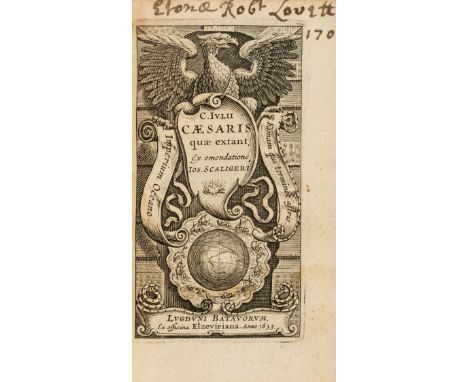 Caesar (Caius Julius) [Opera] quae extant, engraved pictorial title and 3 folding maps, woodcut portrait and 5 full-page illu