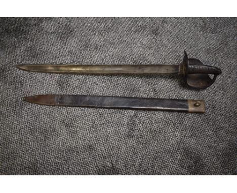 A mid 19th century German Naval Cutlass, marked to blade A&amp;E Holler Solingen, blade length 66cm, overall length 8ocm, wit