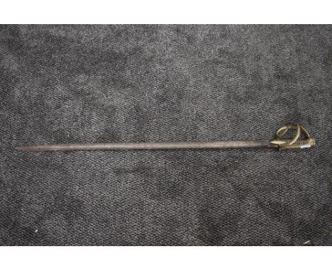 A possible 19th century three bar hilt Sword similar to the 1853 pattern, blade decorated with Sun, Flags and Drums, single f