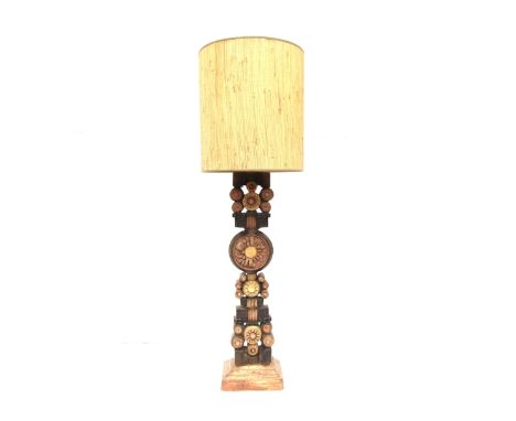 BERNARD ROOKE (b.1938) A stoneware studio pottery Totem standard lamp of abstract sections. Signature to base. With original 