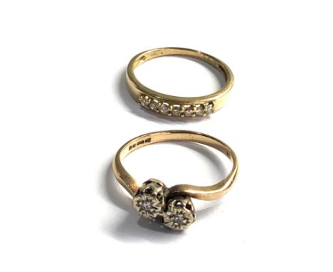 2 X 9ct gold vintage diamond dress rings (4.3g) 