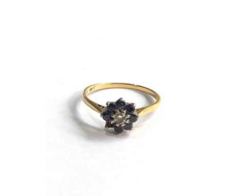 18ct gold  diamond &amp; sapphire ring missing sapphire as shown 2.3g 