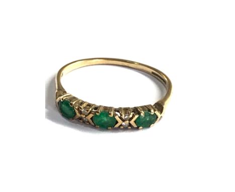 9ct gold vintage Emerald &amp; Diamond dress ring (1.7g) 