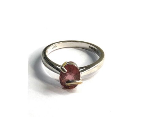 9ct white gold pink tourmaline dress ring (2.4g) 