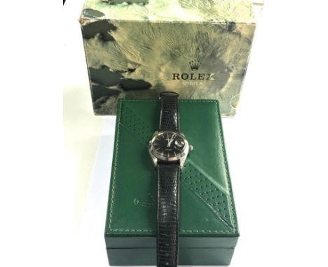 Vintage gents Rolex oysterdate precision 1950s black dial rolex leather strap watch&nbsp;boxed gents 1950s black dial Rolex o