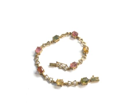 9ct gold vintage tourmaline tutti frutti bracelet 8.2g 