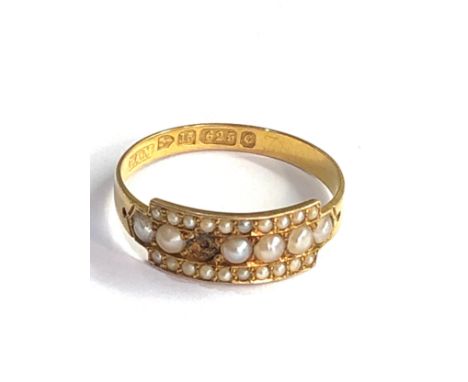 Antique 15ct seed pearl Ring - missing pearl (2g) 