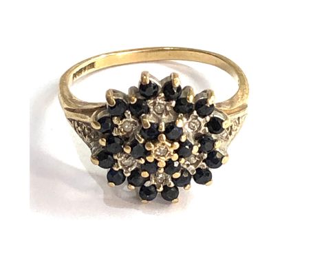 9ct gold Sapphire &amp; Diamond cluster ring (3.7g) 