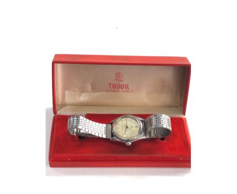 Vintage boxed Rolex tudor oyster 7904 engraved name on back watch not ticking 