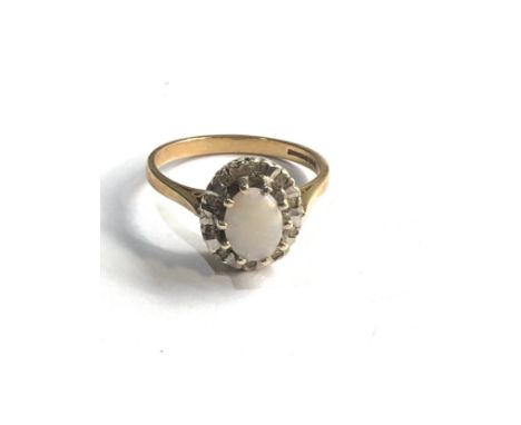 9ct gold opal &amp; diamond ring 3.5g 