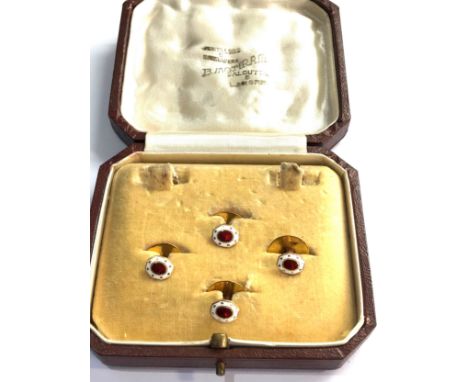 Antique 22ct gold Indian Enamel Button studs (6.5g) boxed 