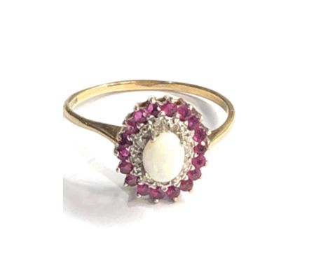 9ct gold opal &amp; diamond  ring 1.6g 