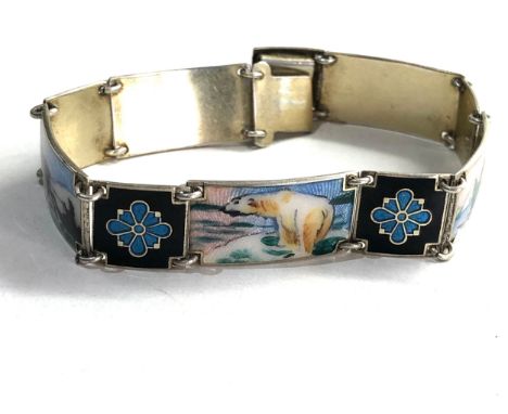 Aksel Holmsen Norway silver &amp; enamel bracelet measures approx 12mm wide by 19cm long 