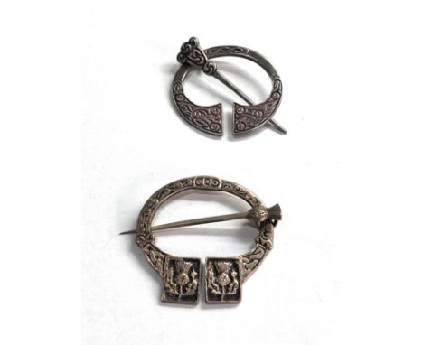 2 celtic silver penannular cloak pins 