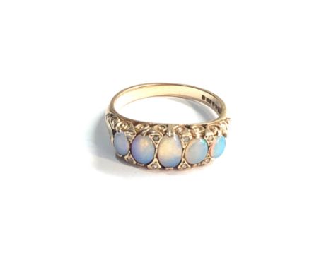 9ct gold opal &amp; diamond ring 4.1g 