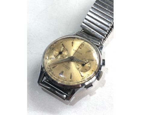 Vintage Epikur gents chronograph wristwatch watch is ticking but centre second hand is not 