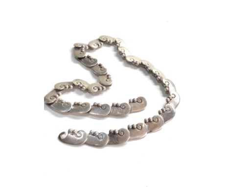 Vintage Taxco Mexico sterling silver modernist heavy link necklace 76g signed 