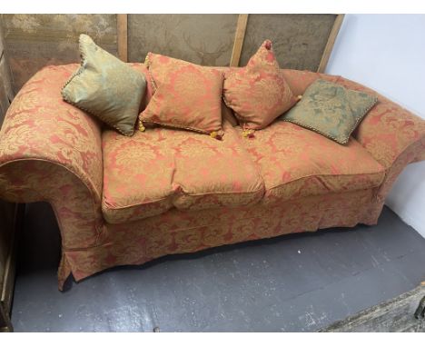 A Chesterfield 3 seater sofa
2.4m wide x 1.1m deep
Seat height 50cm
Arm height 77cm