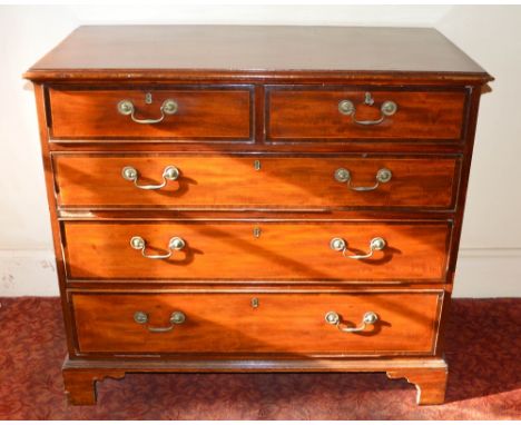 A 19th century mahogany chest, the rectangular top with a moulded edge above two short and three long graduated drawers, with