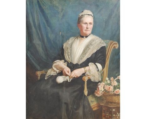 Late 19th century British School Portrait of an elderly lady oil on canvas 125.5cm x 100.5cm