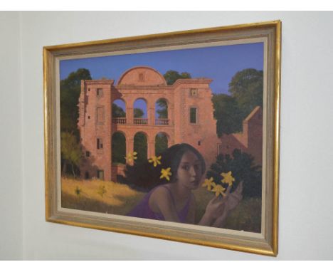 AR Ian G.M. Eadie (1913-1973) Portrait of a girl and ruin oil on canvas, signed and dated '73 lower left 74cm x 100cm